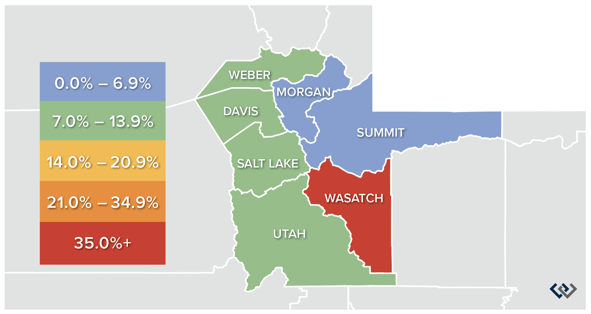 Windermere-Gardner-Report-Utah-Market-Trends-Annual-Change-Home-Sale-Prices-Quarter-1-2020-Map